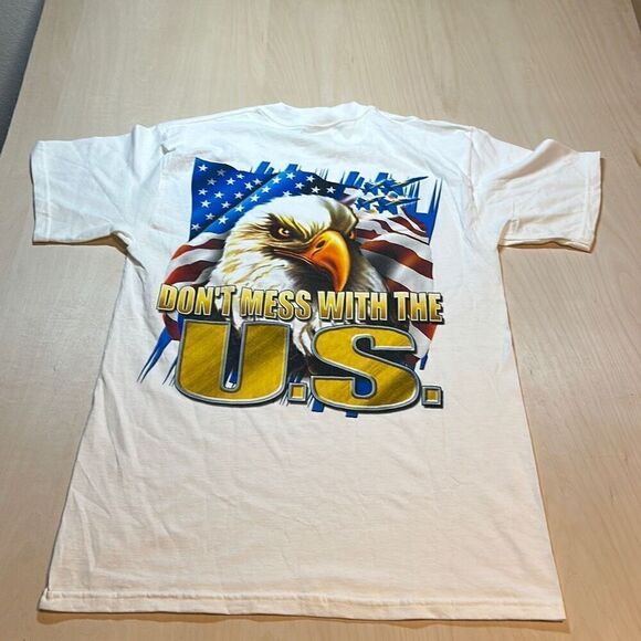 Vintage Y2K American Bald‎ eagle Don’t mess with USA T shirt size M - Picture 4 of 5